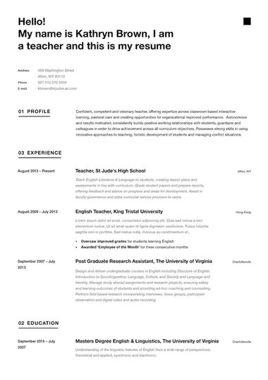 Jednostavni CV šablon Minimalist